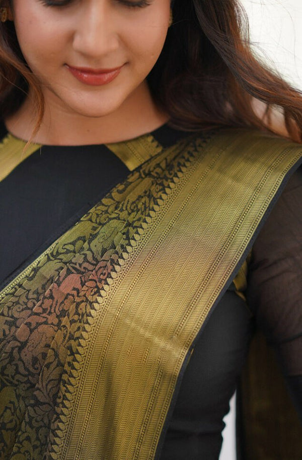 Black Banarasi Silk Saree | Festive & Party Wear