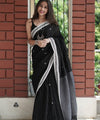 Black Banarasi Silk Saree | Traditional Puja Wear