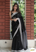 Black Banarasi Silk Saree | Traditional Puja Wear