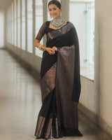 Black Banarasi Silk Saree | Traditional Wedding Wear