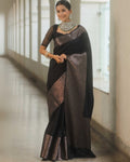 Black Banarasi Silk Saree | Traditional Wedding Wear