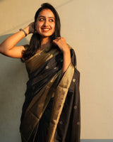 Black Banarasi Silk Saree | Traditional Wedding Wear