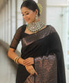 Black Banarasi Silk Saree | Traditional Wedding Wear