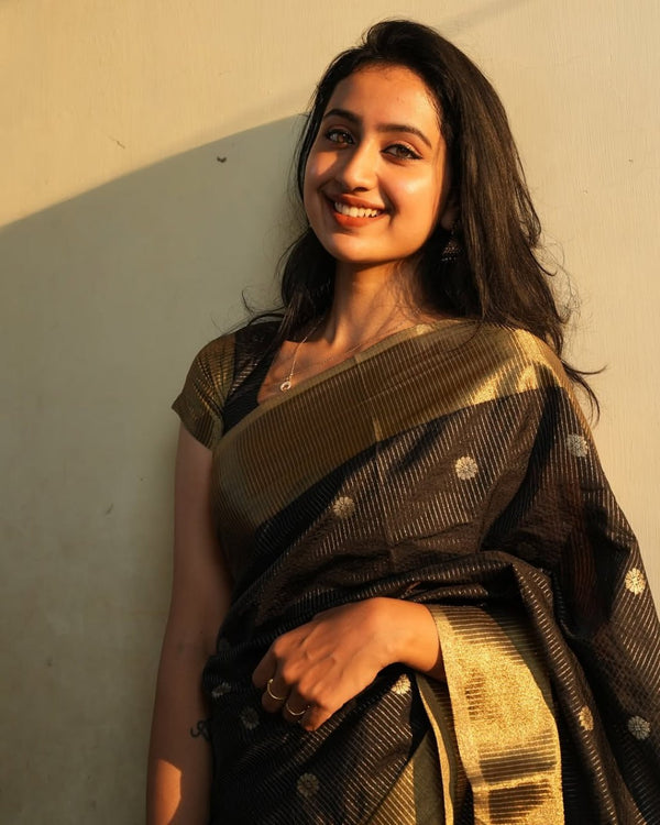 Black Banarasi Silk Saree | Traditional Wedding Wear