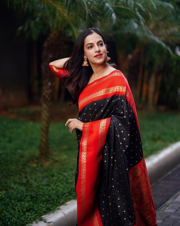Black Banarasi Silk Saree | Traditional Wedding Wear