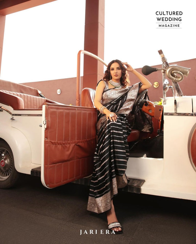 Black Banarasi Silk Saree | Traditional Zari Weave