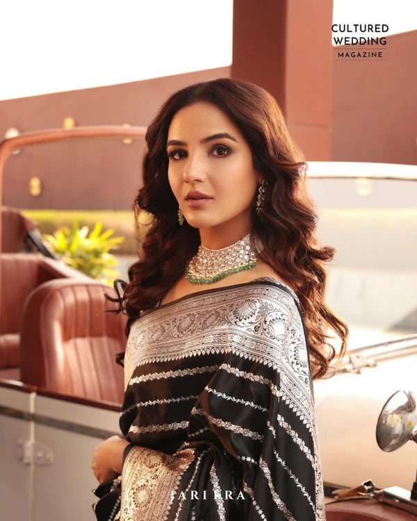 Black Banarasi Silk Saree | Traditional Zari Weave