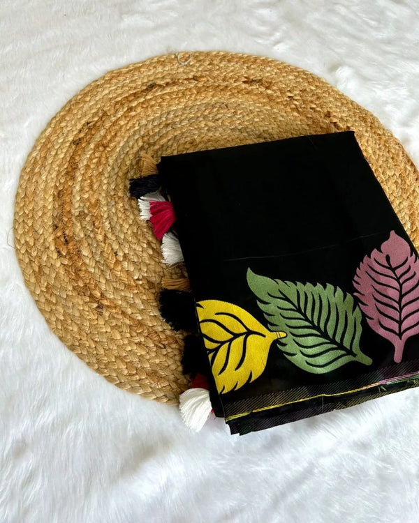 Black Banarasi Silk Saree | Traditional Zari Weave