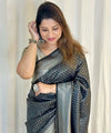 Black Banarasi Silk Saree | Traditional Zari Weave