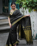 Black Banarasi Silk Saree | Wedding & Festive Wear