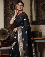 Black Banarasi Silk Saree | Wedding & Festive Wear