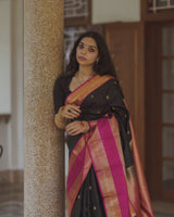 Black Banarasi Silk Saree | Wedding & Festive Wear