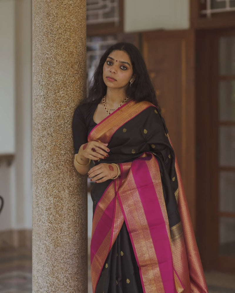 Black Banarasi Silk Saree | Wedding & Festive Wear