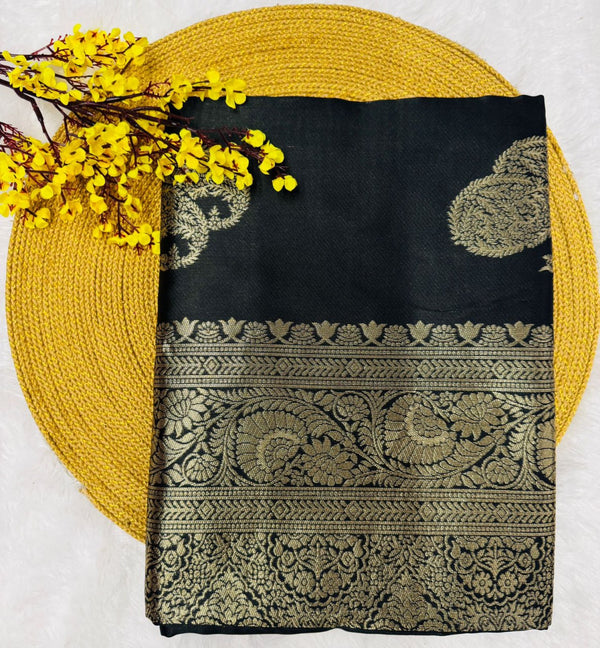 Black Banarasi Silk Saree | Wedding & Festive Wear