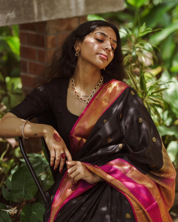 Black Banarasi Silk Saree | Wedding & Festive Wear