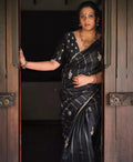 Black Banarasi Silk Saree | Wedding & Reception Wear