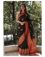 Black Banarasi Silk Saree | Wedding & Reception Wear