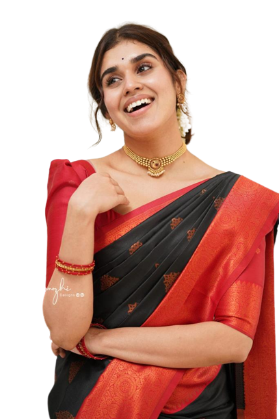 Black Banarasi Silk Saree | Wedding & Reception Wear