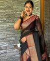 Black Cotton Saree | Comfort Handloom Weave