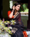 Black Cotton Saree | Comfort Handloom Weave