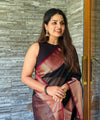 Black Cotton Saree | Comfort Handloom Weave