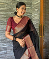 Black Cotton Saree | Comfort Handloom Weave