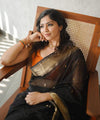 Black Cotton Saree | Comfort Handloom Weave