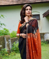 Black Cotton Saree | Comfort Handloom Weave
