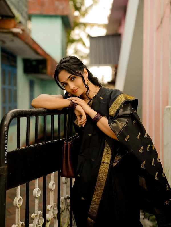 Black Cotton Saree | Daily & Festive Wear
