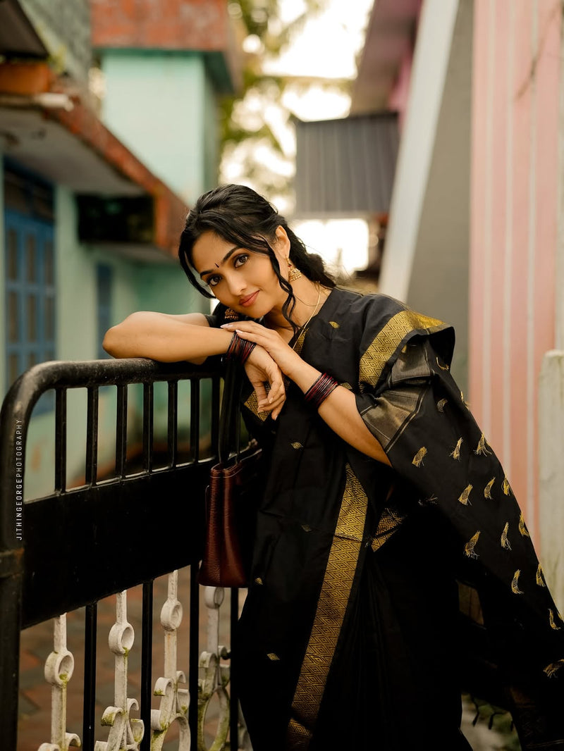 Black Cotton Saree | Daily & Festive Wear