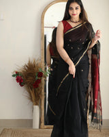 Black Cotton Saree | Festive & Party Wear