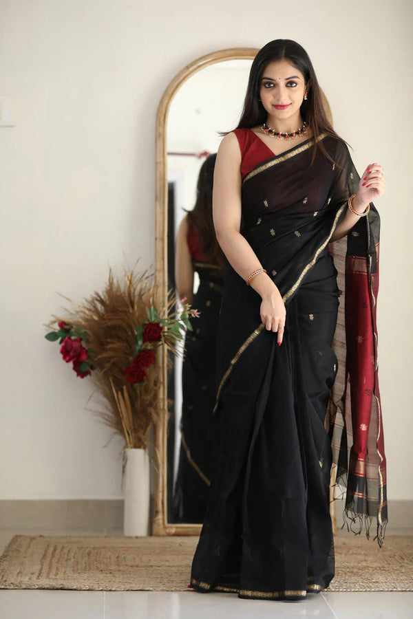 Black Cotton Saree | Festive & Party Wear