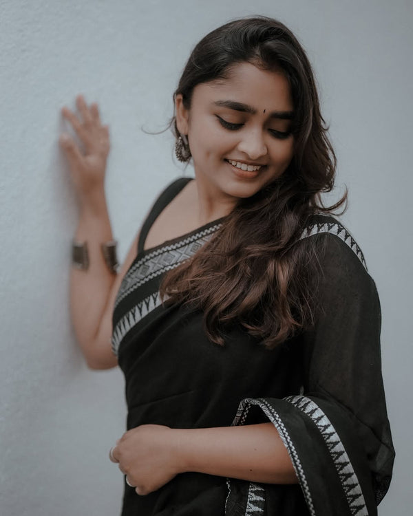 Black Cotton Saree | Festive & Party Wear