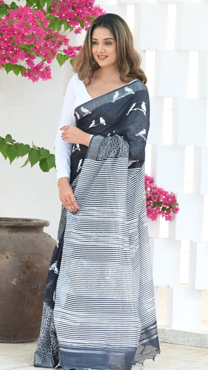 Black Cotton Saree | Office & Casual Wear
