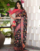 Black Cotton Saree | Traditional Handloom Wear