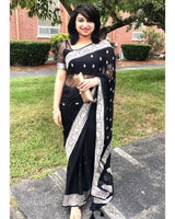 Black Cotton Saree | Traditional Handloom Wear