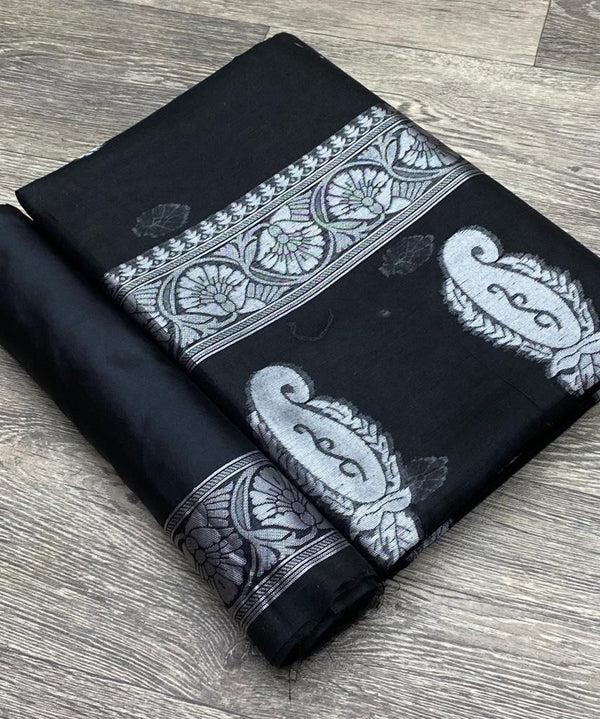 Black Cotton Saree | Traditional Handloom Wear