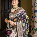 Black Jacquard Silk Saree | Bridal & Festive Wear