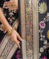 Black Jacquard Silk Saree | Bridal & Festive Wear