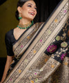 Black Jacquard Silk Saree | Bridal & Festive Wear