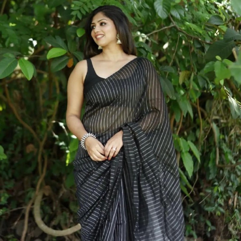 Black Jacquard Silk Saree | Ethnic Wear for Women
