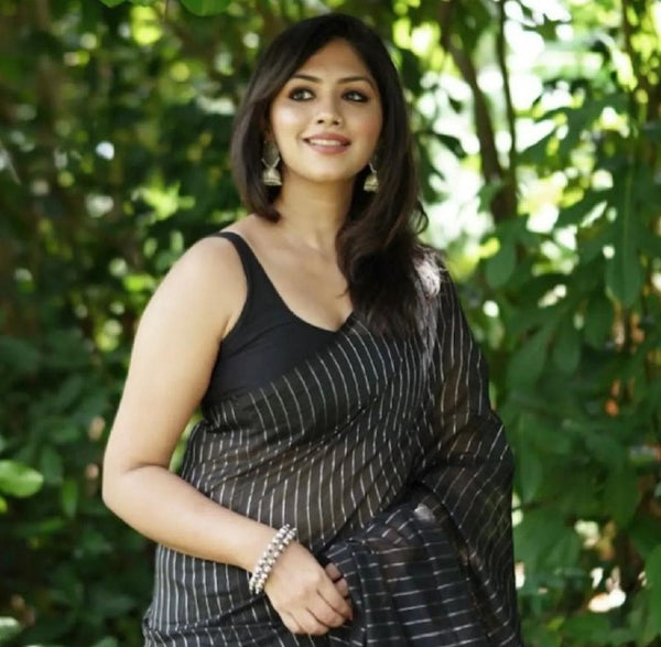 Black Jacquard Silk Saree | Ethnic Wear for Women