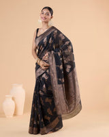 Black Jacquard Silk Saree | Festival & Ceremony Wear