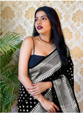 Black Jacquard Silk Saree | Festival & Ceremony Wear