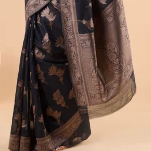 Black Jacquard Silk Saree | Festival & Ceremony Wear