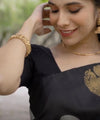Black Jacquard Silk Saree | Festival & Ceremony Wear