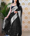 Black Jacquard Silk Saree | Festival & Ceremony Wear