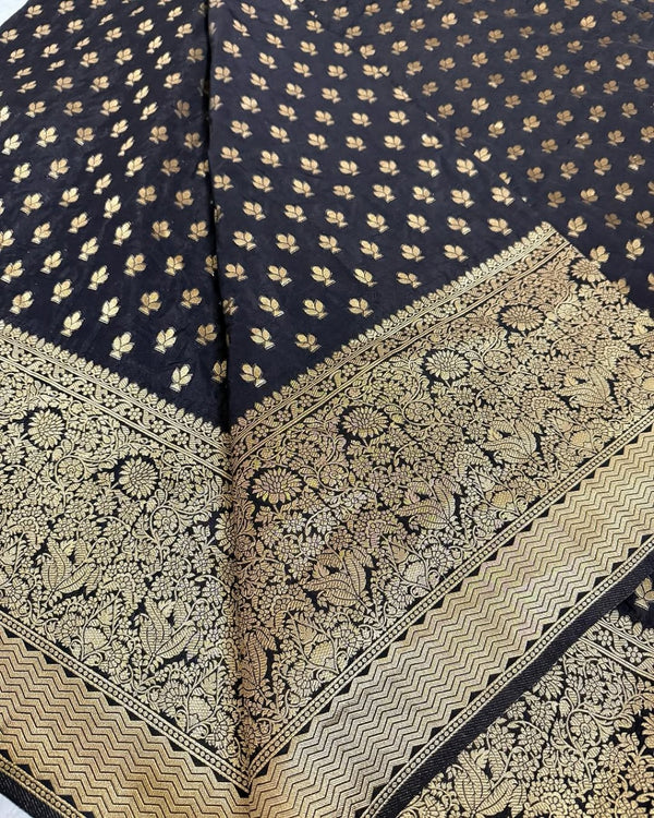 Black Jacquard Silk Saree | Festive & Party Wear
