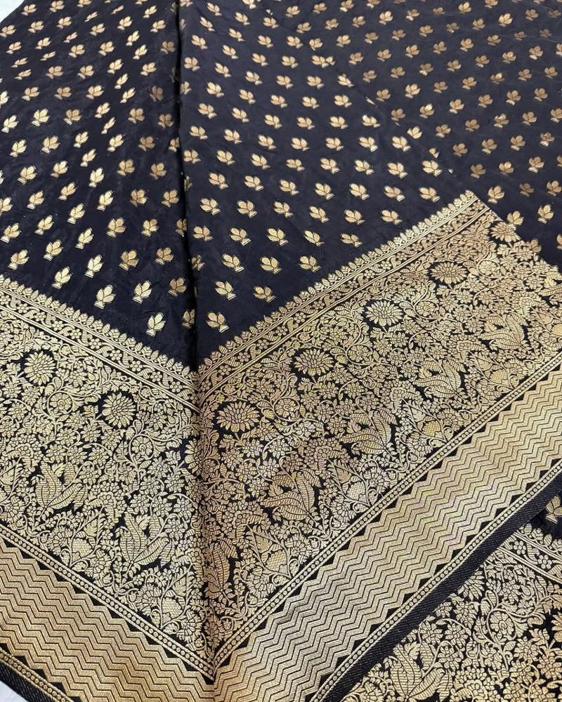 Black Jacquard Silk Saree | Festive & Party Wear