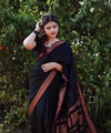 Black Jacquard Silk Saree | Festive & Party Wear